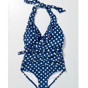 ModCloth Blue Polka Dot Reese One Piece Swimsuit